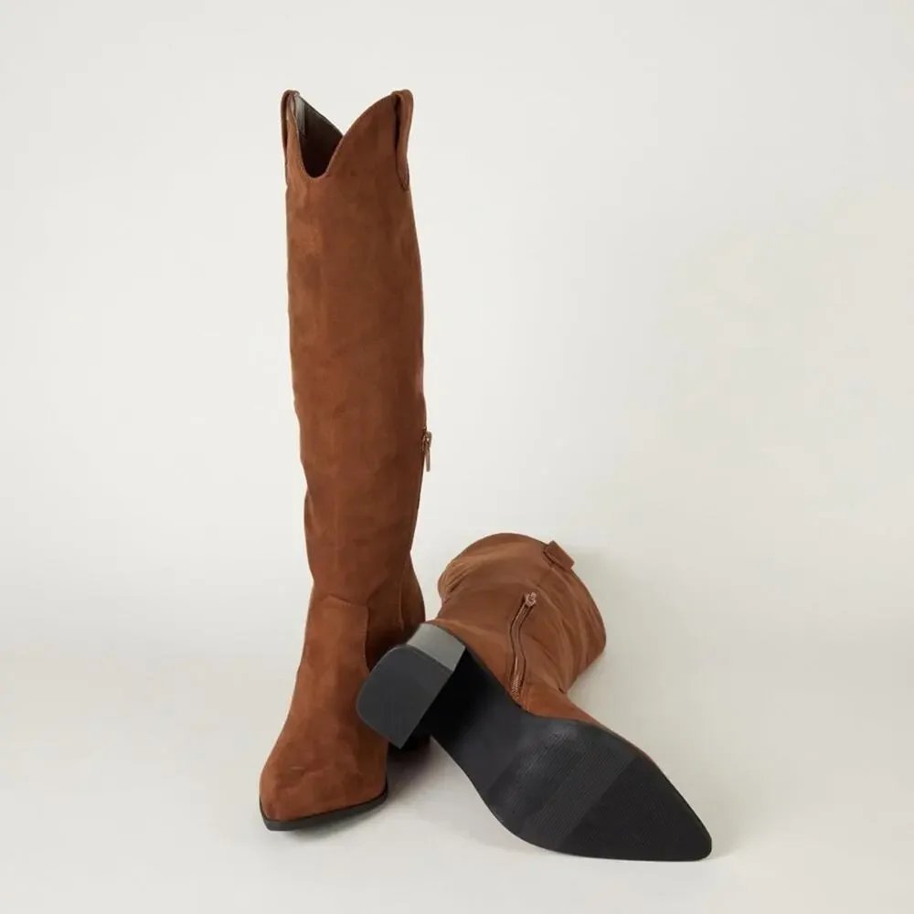 NEW The Drop Women's Cassandra‎ Knee-High Western Boot size 6.5 Brown